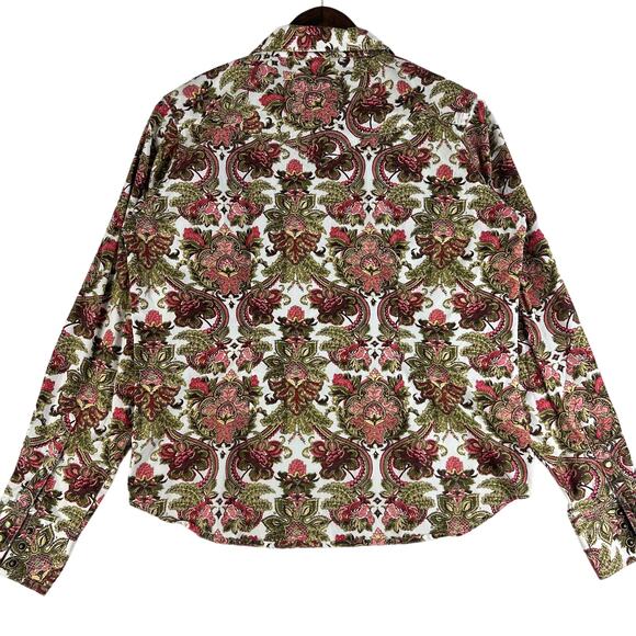 Ariat Pearl Snap Shirt Paisley Multicolor Womens Size M Cotton Western EUC - Picture 2 of 9